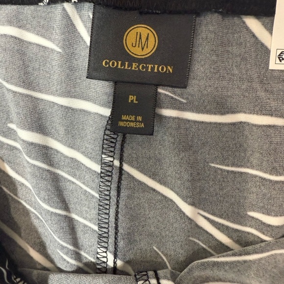 JM Collection Women Printed Wide Leg Pull On Knit Pants Black White Size LP - Picture 8 of 9